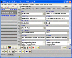 Purchase Order Organizer Deluxe 3.71 software screenshot