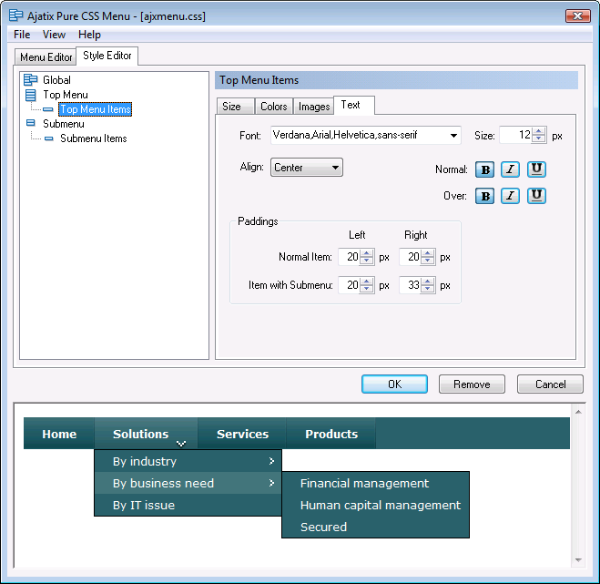 Pure CSS Menu Dreamweaver Extension 2.0.5 software screenshot