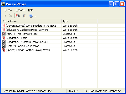 Puzzle Player 1.0d software screenshot