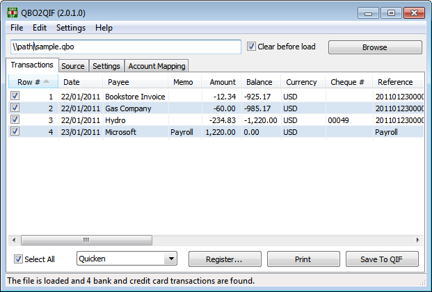 QBO2QIF 2.2.2.5 software screenshot
