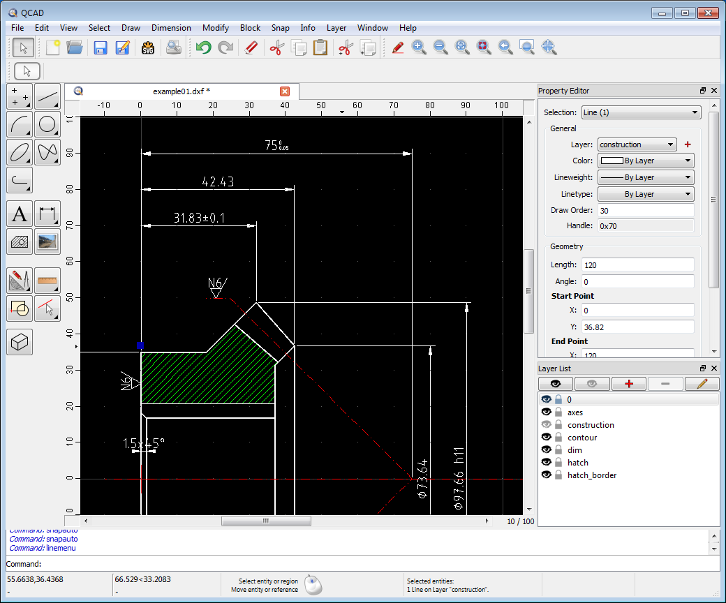 Portable QCAD Professional 3.17.2 software screenshot