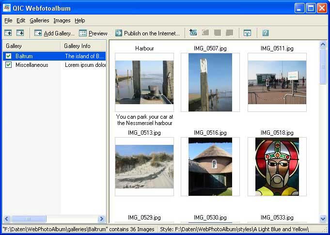 QIC Webfotoalbum 1.0 software screenshot