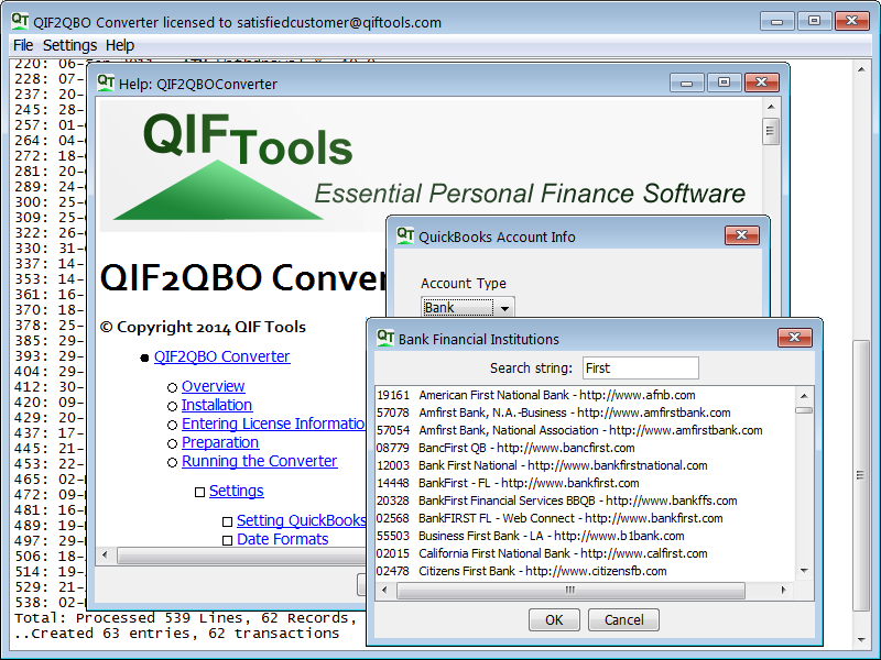 QIF2QBO Convert 7.0.03 software screenshot