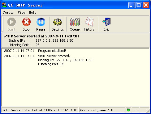 QK SMTP Server 3.01 software screenshot