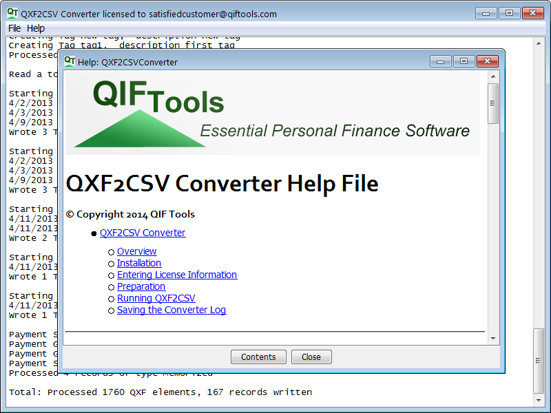 QXF2CSV Converter 5.10 software screenshot