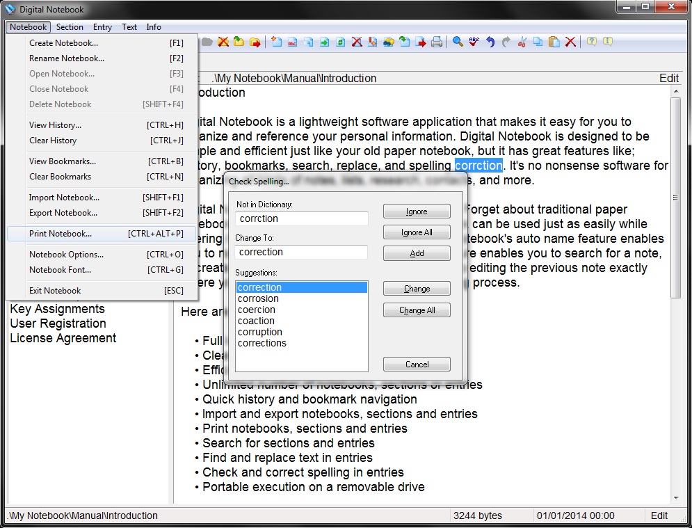 Qeuxsoft Digital Notebook 1.4.7 software screenshot