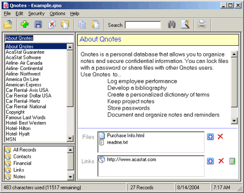 Qnotes 1.1.10 software screenshot