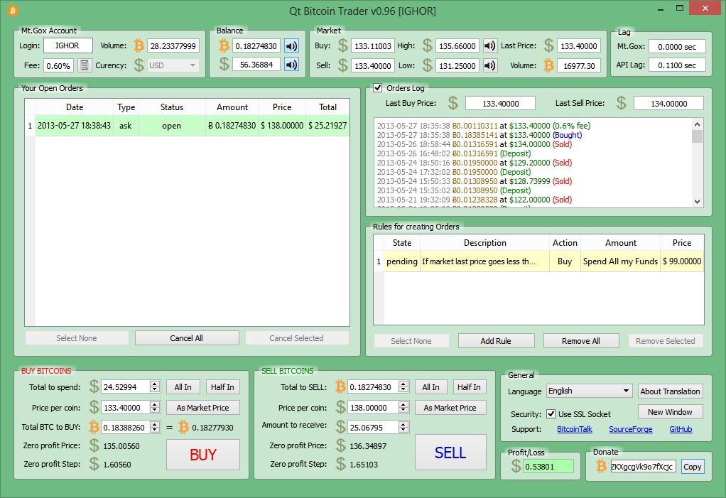 Qt Bitcoin Trader 1.20.01 software screenshot