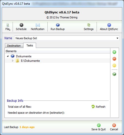 QtdSync 0.6.20 Beta software screenshot