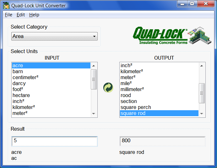 Quad-Lock Unit Converter 5.4 software screenshot