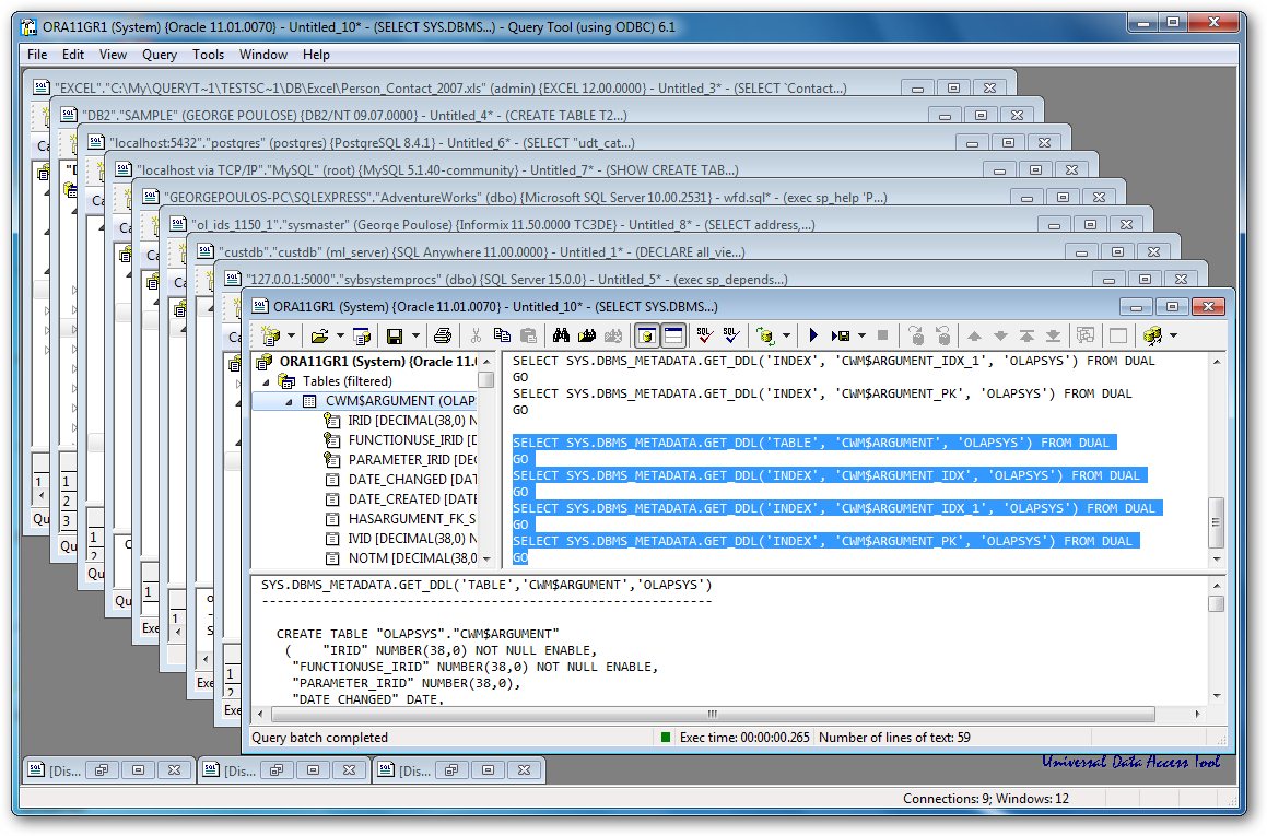 Query Tool (using ODBC) 7.0.4.42 software screenshot