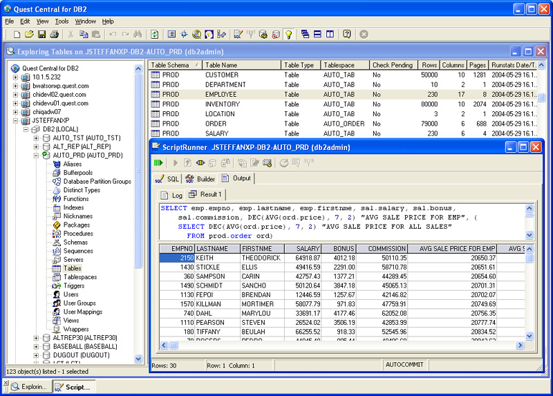 Quest Central for DB2 3.1.1 software screenshot
