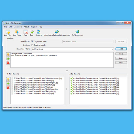 Quick File Renamer 3.1 software screenshot
