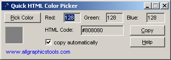 Quick HTML Color Picker 1.0 software screenshot
