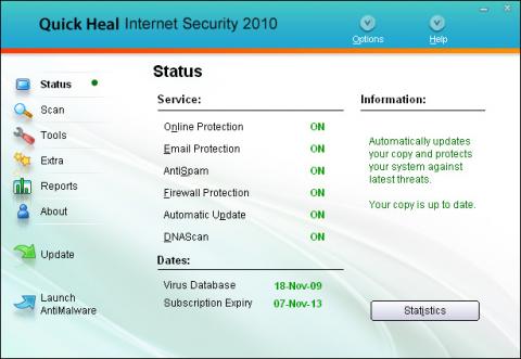 Quick Heal Internet Security 17.00 (10.0.0.7) software screenshot