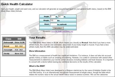 Quick Health Calculator 1.30 software screenshot