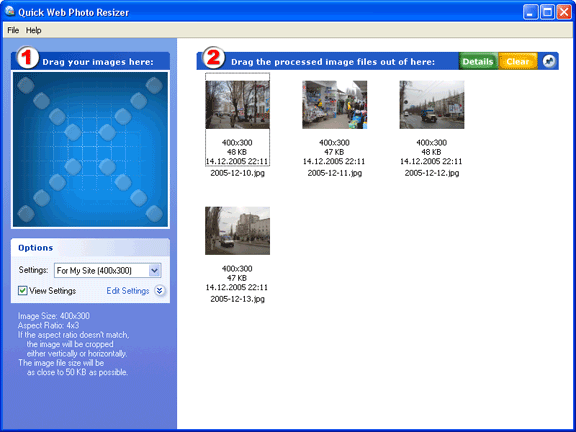 Quick Image Resizer 2.7.2.5 software screenshot