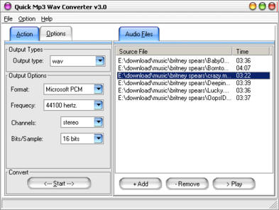 Quick MP3 WAV Converter 3.1 software screenshot