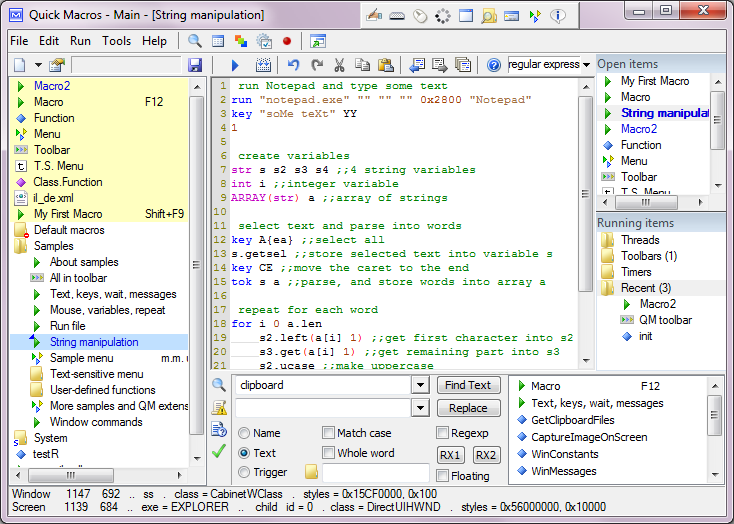 Quick Macros 2.4.4.0 software screenshot