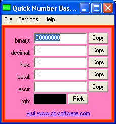 Quick Number Base Converter 1.3 software screenshot