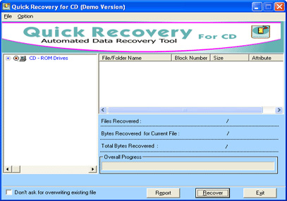 Quick Recovery for CD 10.x software screenshot