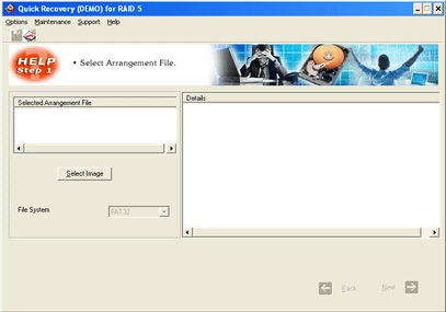 Quick Recovery for RAID 5 - A Data Recovery Product 1.09 software screenshot