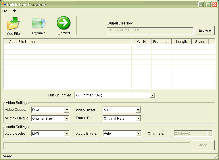 Quick Time Converter 2.0 software screenshot