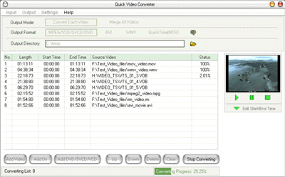 Quick Video Converter 6.90 software screenshot