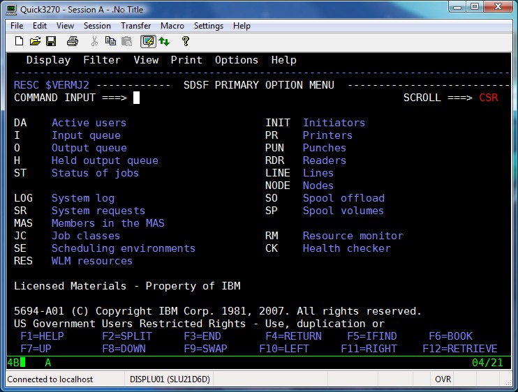 Quick3270 5.03.006 software screenshot
