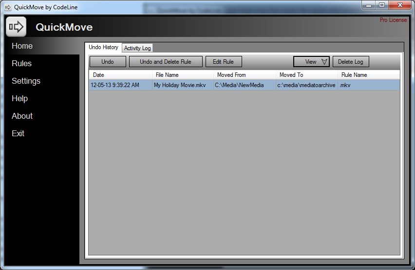 QuickMove 3.2.0.0 software screenshot