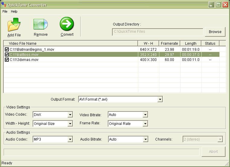 QuickTime Converter  3.6 software screenshot