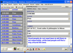 Quote Organizer Deluxe 3.71 software screenshot
