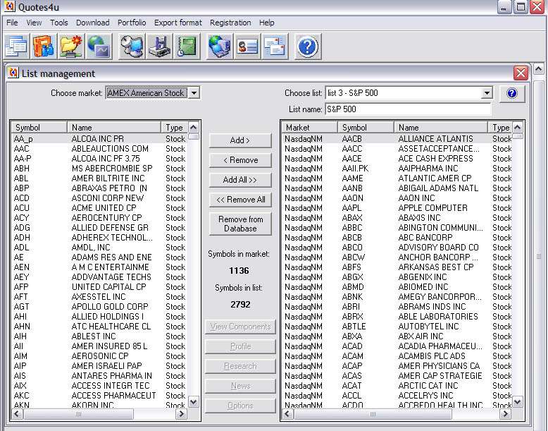 Quotes4u - download historical stock quotes 4.2.9 software screenshot