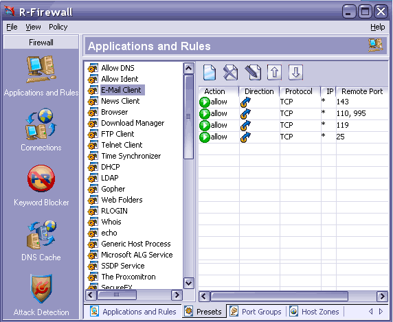 R-Firewall 1.0 software screenshot