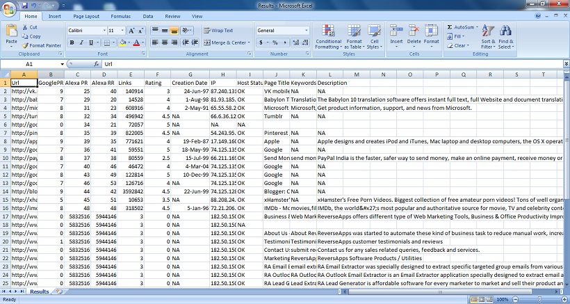 RA SEO Evaluator 1.1 software screenshot