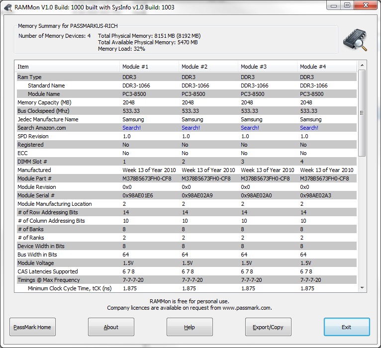 RAMMon 1.0.1015 software screenshot