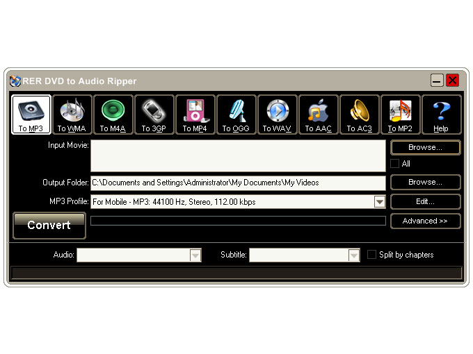 RER DVD to Audio Ripper 3.7.6.0419 software screenshot