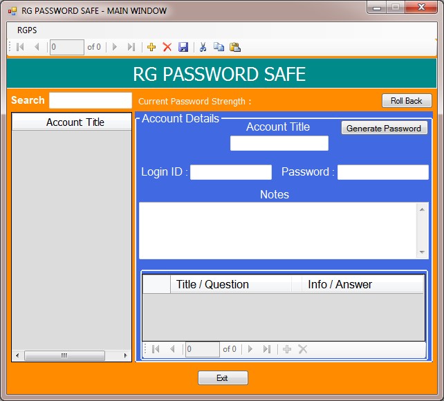 RG PASSWORD SAFE 1.0.0.14 software screenshot