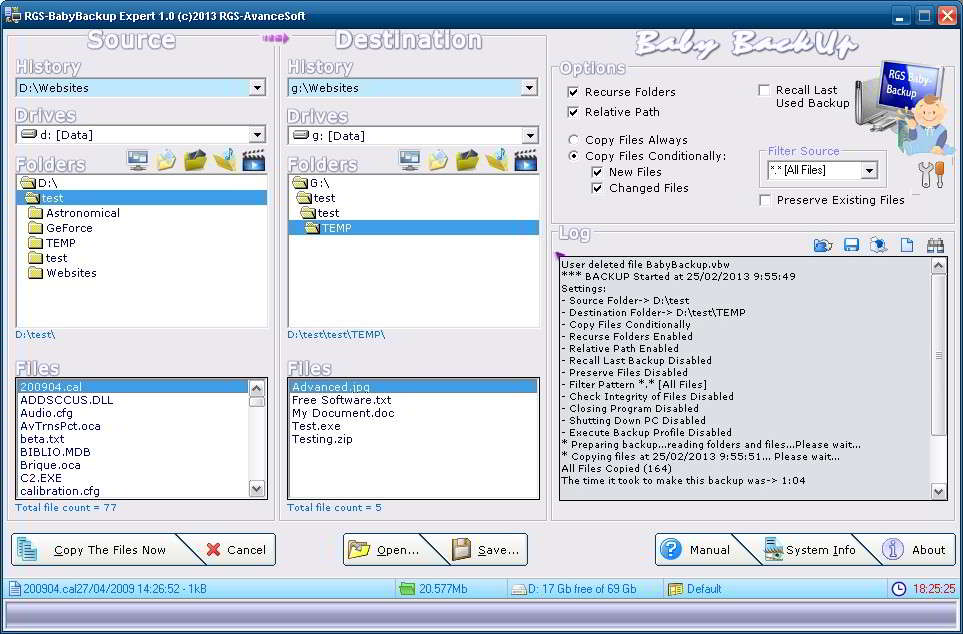 RGS Backup-Baby 1.5.0 software screenshot