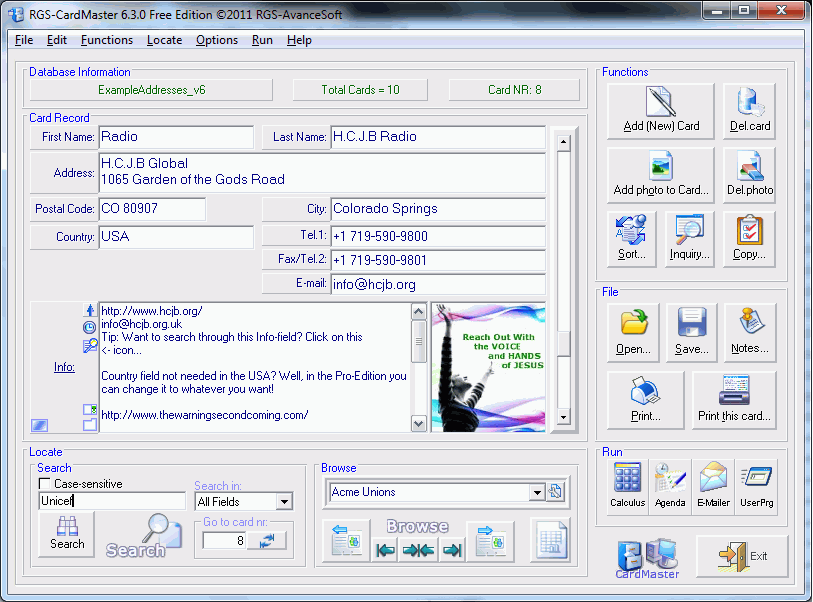 RGS-CardMaster 7.1.1 software screenshot