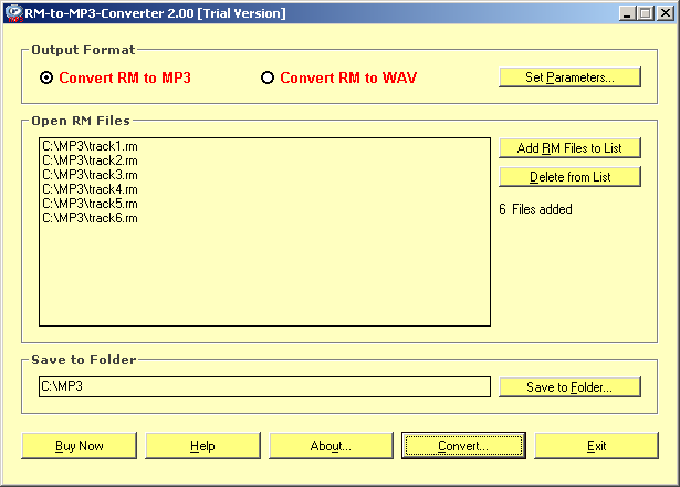 RM-to-MP3-Converter 2.0.2 software screenshot