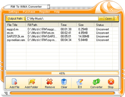 RM to WMA Converter 1.00 software screenshot
