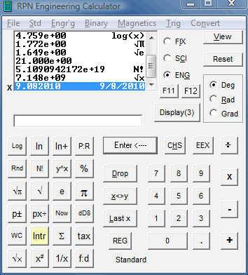 RPN Engineering Calculator 11.0.2 software screenshot