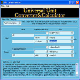RRs Unit Converter 3.1 software screenshot