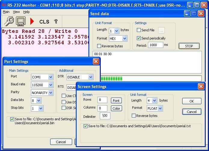 RS232 Monitor 1.2 software screenshot