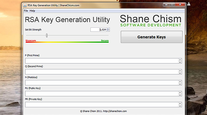RSA Key Generation Utility 1.0.0 software screenshot