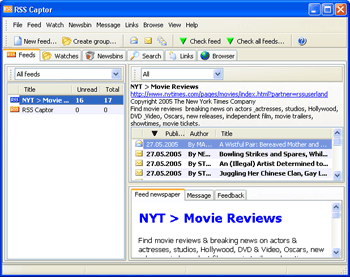 RSS Captor 3.05 software screenshot