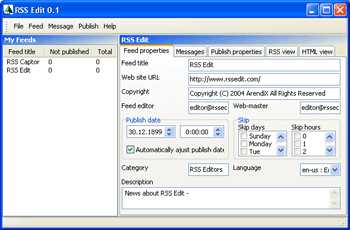 RSS Edit 1.21 software screenshot