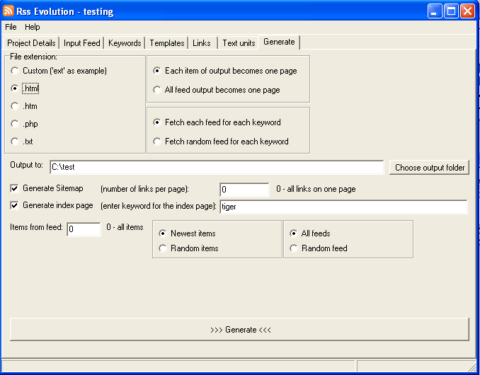 RSS Evolution 1.24 software screenshot