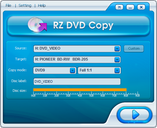 RZ DVD COPY 5.0.0.19 software screenshot